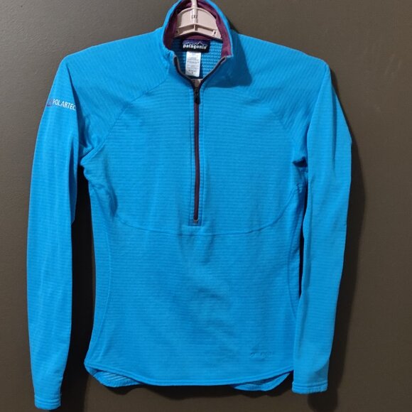 Patagonia Polartec Power Dry Grid 1/2 Zip Base Layer Blue Women's Size MEDIUM - Picture 1 of 6